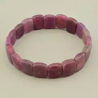 Браслет рубін (18 см, резинка, 12,5х10 мм, грань, рожевий)