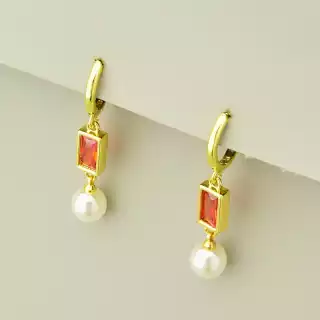 Сережки висюльки Фіаніт 40х8мм. (позолота 18к лимонна) застібка кільце