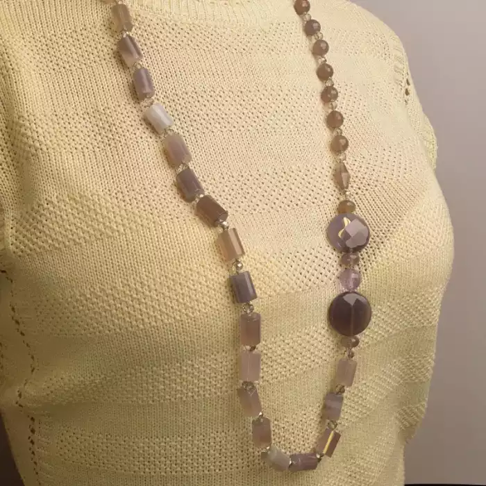 🏷️️ Намисто Аметрін, Аметист, Агат 90 см. ss_92258