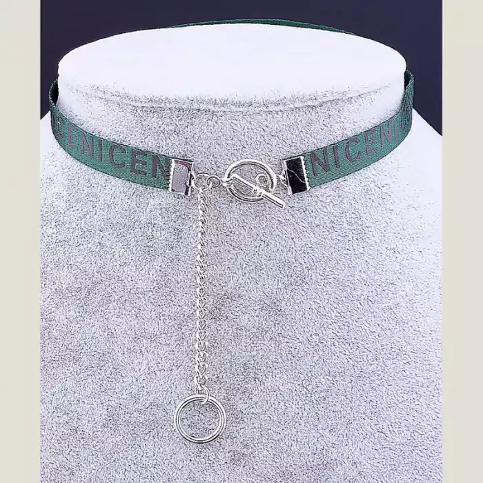 🏷️️ Чокер зелений FJ тканина 30 см (застібка кільце) ss_37354