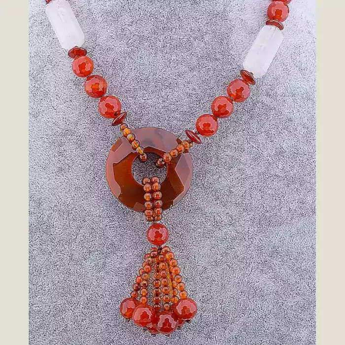 🏷️️ Намисто Сердолік, Гірський кришталь 80 см ss_52090