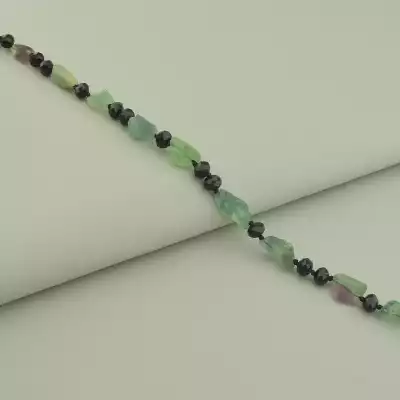 🏷️️ Намисто Флюорит, Чеський кришталь 45 см F-52794