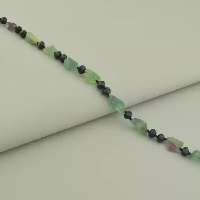 🏷️️ Намисто Флюорит, Чеський кришталь 45 см ss_52794