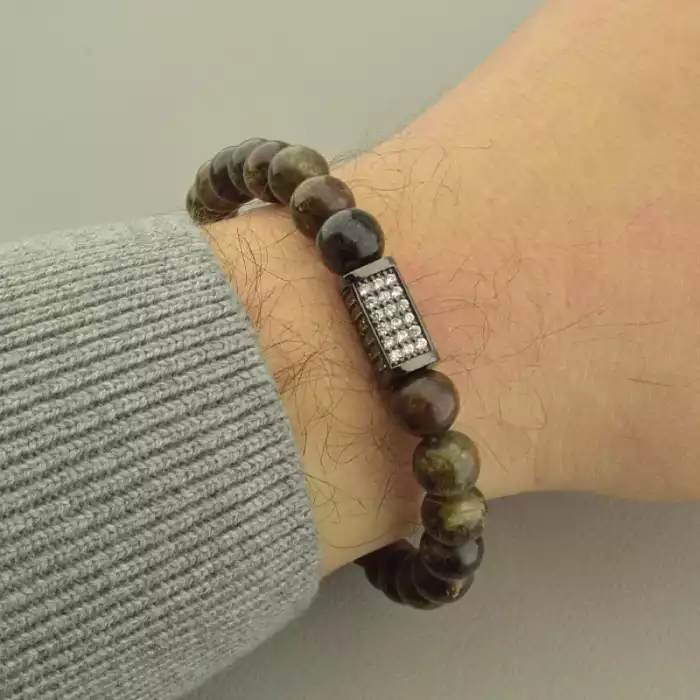 🏷️️ Браслет резинка Біотіт 21 см. Хром ss_101704