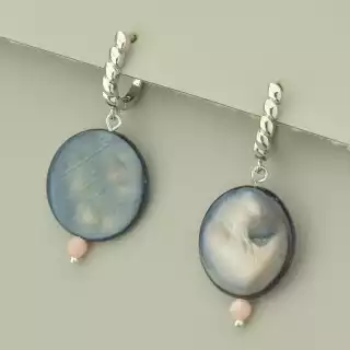 Сережки з англійським замком Перламутр (родій)