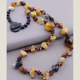 Намисто Агат, Сердолік, Яшма 75 см