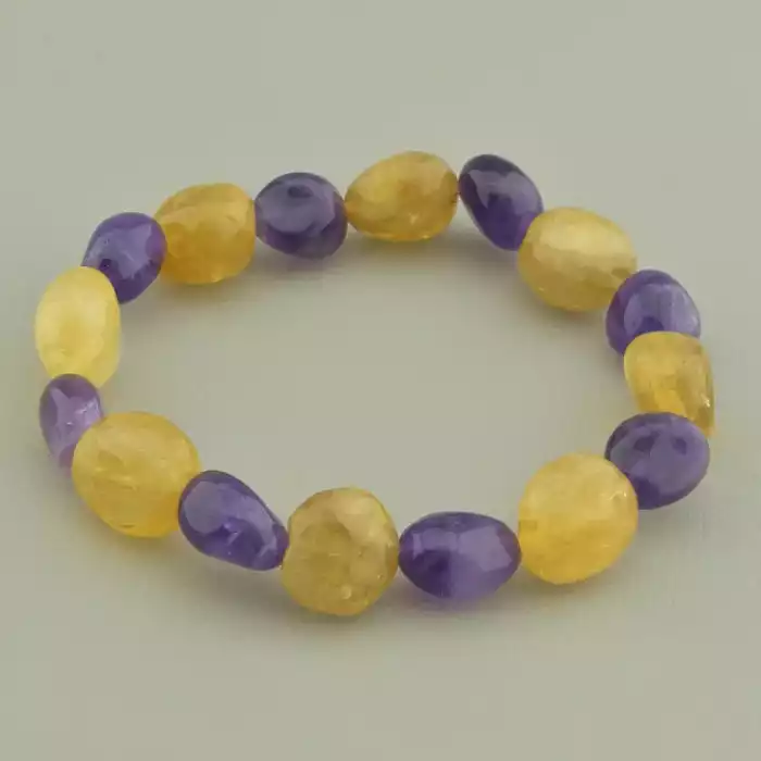 🏷️️ Браслет резинка Цитрін, Аметрін 18 см. ss_95315