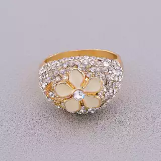 Каблучка емаль квітка Сrystal (позолота 18к)