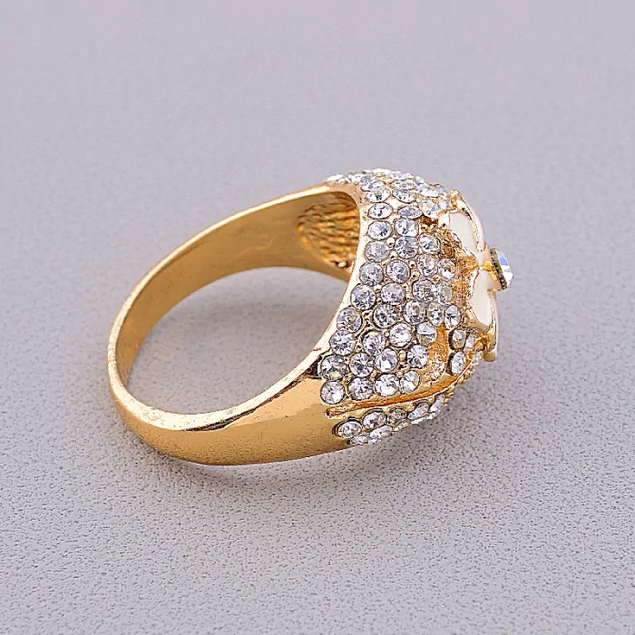 🏷️️ Каблучка емаль квітка Сrystal (позолота 18к) ss_42945