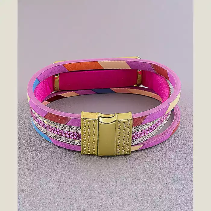 🏷️️ Браслет з магнітною застібкою Сrystal 19 см шкірозамінник ss_18490