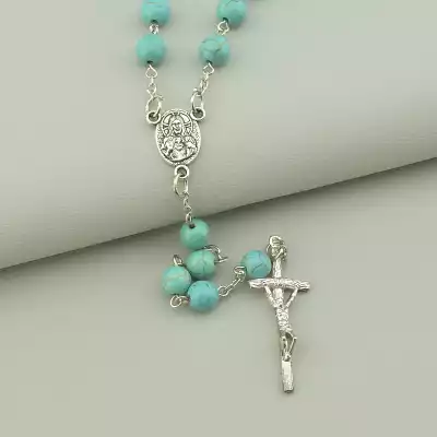 🏷️️ Чотки з каменю Бірюза 84 см. F-95750