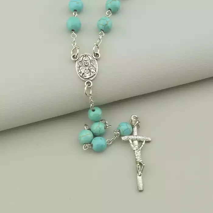 🏷️️ Чотки з каменю Бірюза 84 см. ss_95750