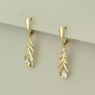 Сережки з підвіскою на англійській застібці Xuping Фіаніт (позолота 18к)