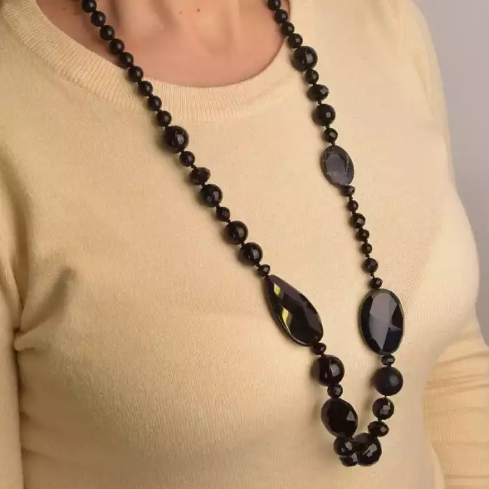 🏷️️ Намисто Агат, Чеський кришталь 78 см. ss_95866