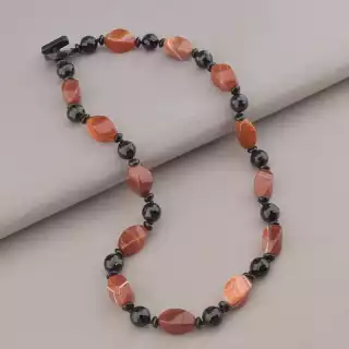 Намисто Сердолік, Чеський кришталь 50 см.