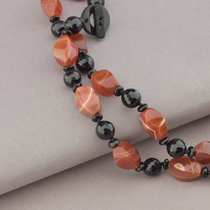 🏷️️ Намисто Сердолік, Чеський кришталь 50 см. ss_88457