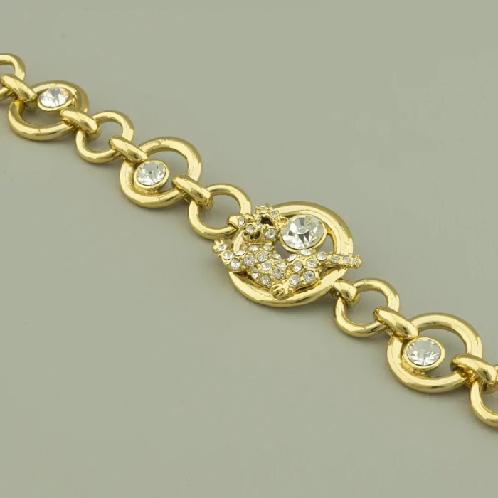 🏷️️ Браслет з карабіном Abella Фіаніт 20 см. (позолота 18к) ss_96451