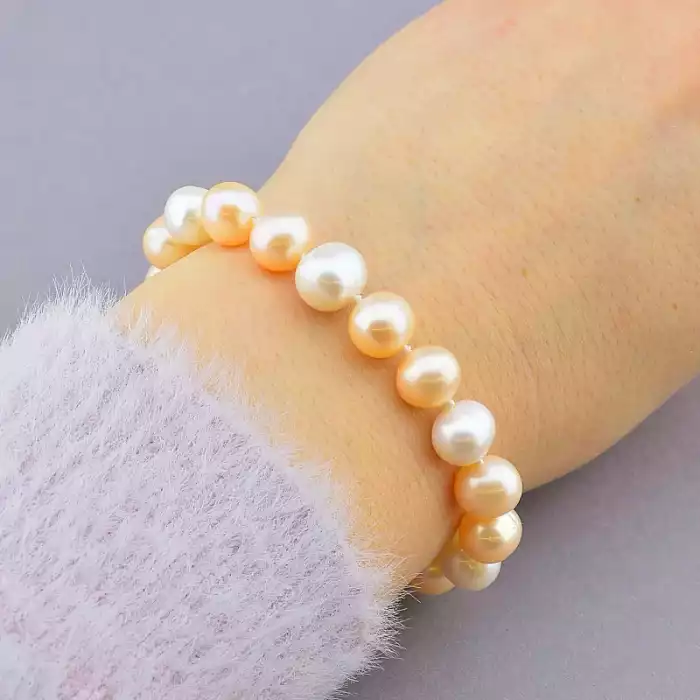 🏷️️ Браслет з карабіном Перли 17,5 см. ss_89089