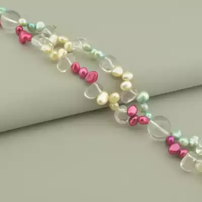 🏷️️ Намисто Гірський кришталь, Перли 51 см. F-97124