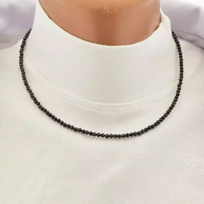 🏷️️ Підвіска Шпінель Срібло 925 (42 см, карабін, грань, чорний) ss_104902