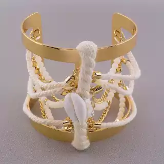 Браслет без застібки FJ Ракушка, Агат 18 см