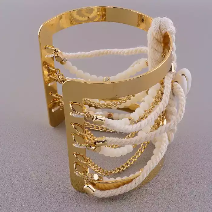 🏷️️ Браслет без застібки FJ Ракушка, Агат 18 см ss_80425