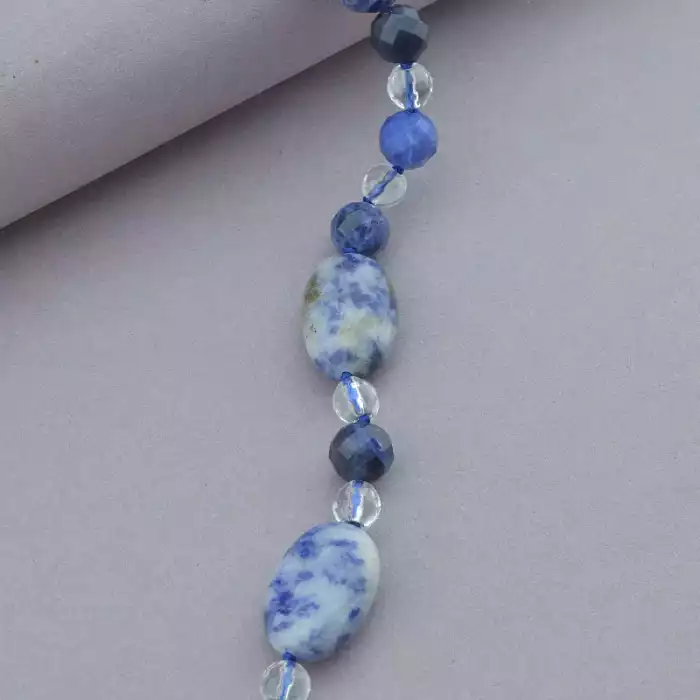 🏷️️ Намисто Лазурит, Содалит, Гірський кришталь 56 см. ss_91038