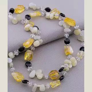 Намисто Цитрин, Аквамарин, Агат 80 см