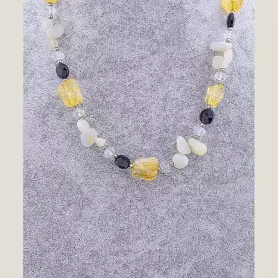 🏷️️ Намисто Цитрин, Аквамарин, Агат 80 см F-59266