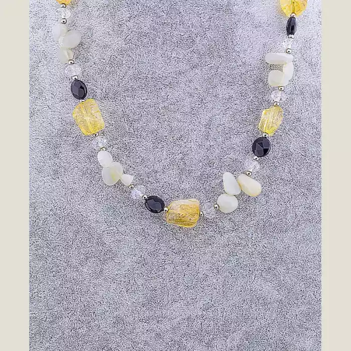 🏷️️ Намисто Цитрин, Аквамарин, Агат 80 см ss_59266