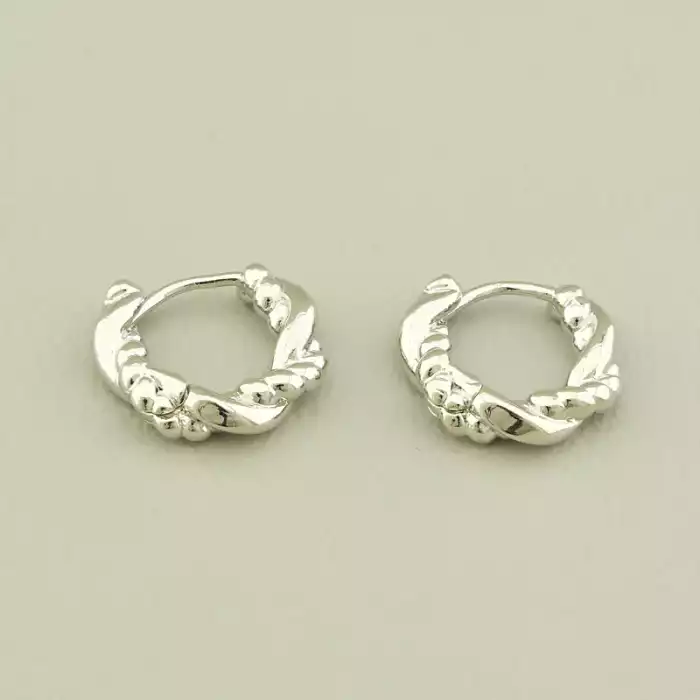 🏷️️ Сережки сучасні 15х15мм. (родій) застібка кільце F-106020