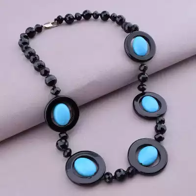 Намисто Агат, Чеський кришталь, Бірюза 46 см.