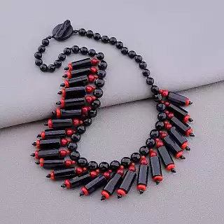 Намисто колье петля Агат, Корал 58 см