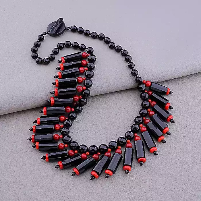 🏷️️ Намисто петля Агат, Корал 58 см ss_106535