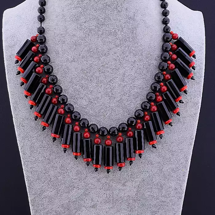 🏷️️ Намисто петля Агат, Корал 58 см ss_106535