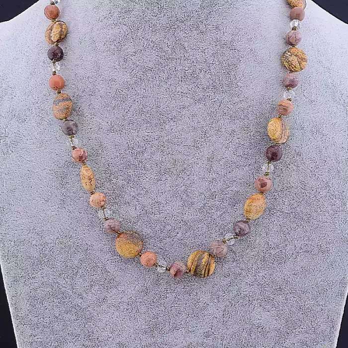 🏷️️ Намисто Яшма, Чеський кришталь 54 см ss_82721