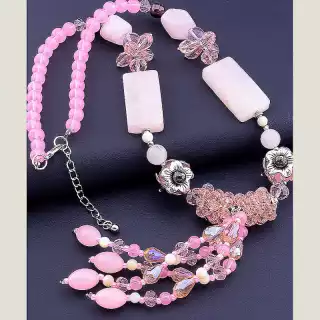 Намисто Рожевий кварц 58 см