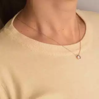 Підвіска + Сережки Saiya Фіаніт 41 см. (позолота 18к (рожева))