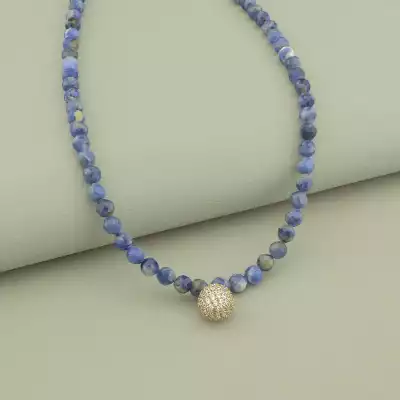 🏷️️ Підвіска Содаліт, Фіаніт 41 см. F-101405