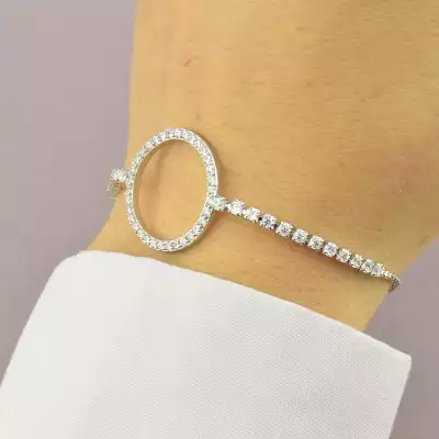 🏷️️ Браслет регульований Saiya Фіаніт 17 см. (родій) F-93945