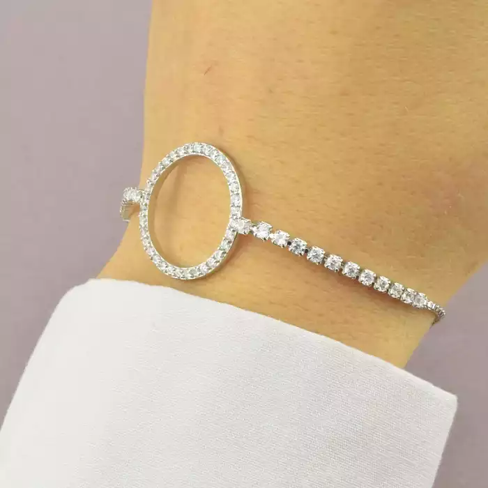 🏷️️ Браслет регульований Saiya Фіаніт 17 см. (родій) ss_93945