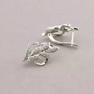 Сережки англійський замок Xuping Фіаніт (родій)