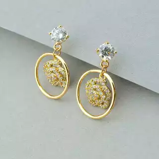 Сережки пусети Xuping Фіаніт (позолота 18к)