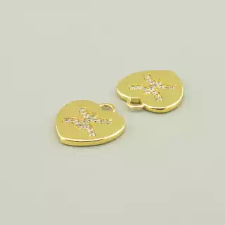 Кулон риби серце фіаніт 14х13 (позолота 18к (лимонна))