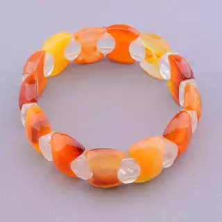 Браслет з карабіном Сердолік, Гірський кришталь 20 см