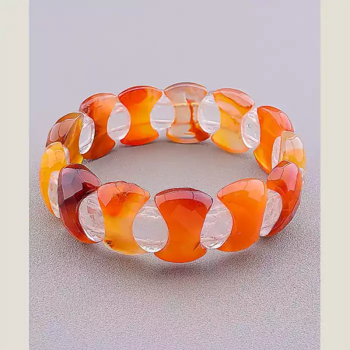 🏷️️ Браслет з карабіном Сердолік, Гірський кришталь 20 см ss_79169