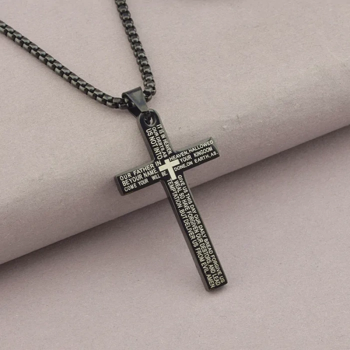 🏷️️ Хрестик і ланцюжок з карабіном медична сталь 316L (хром) ss_96452