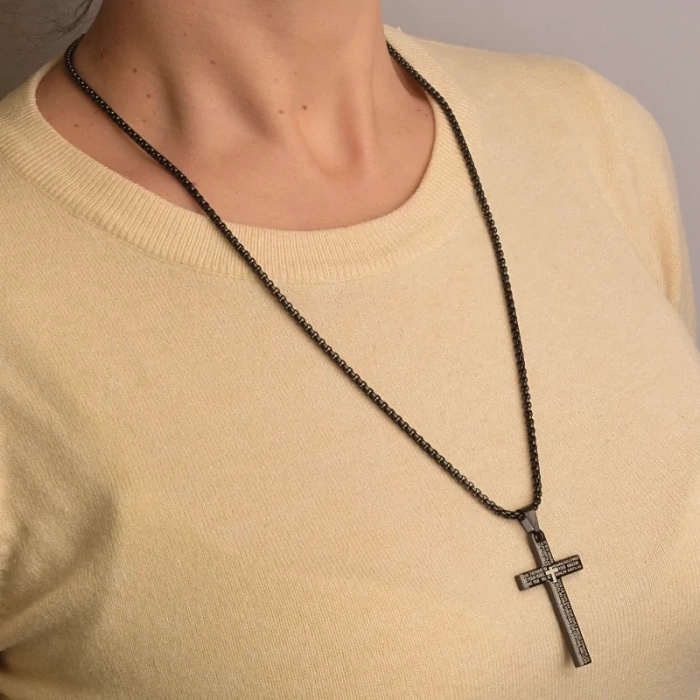 🏷️️ Хрестик і ланцюжок з карабіном медична сталь 316L (хром) ss_96452