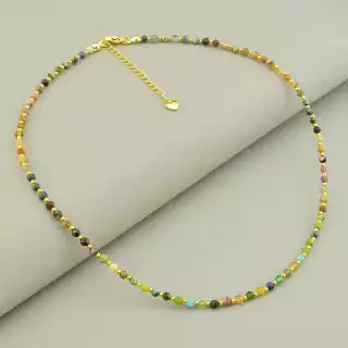 Підвіска з самоцвітів (43 см, позолота 18к, різнокольорові грановані камені)