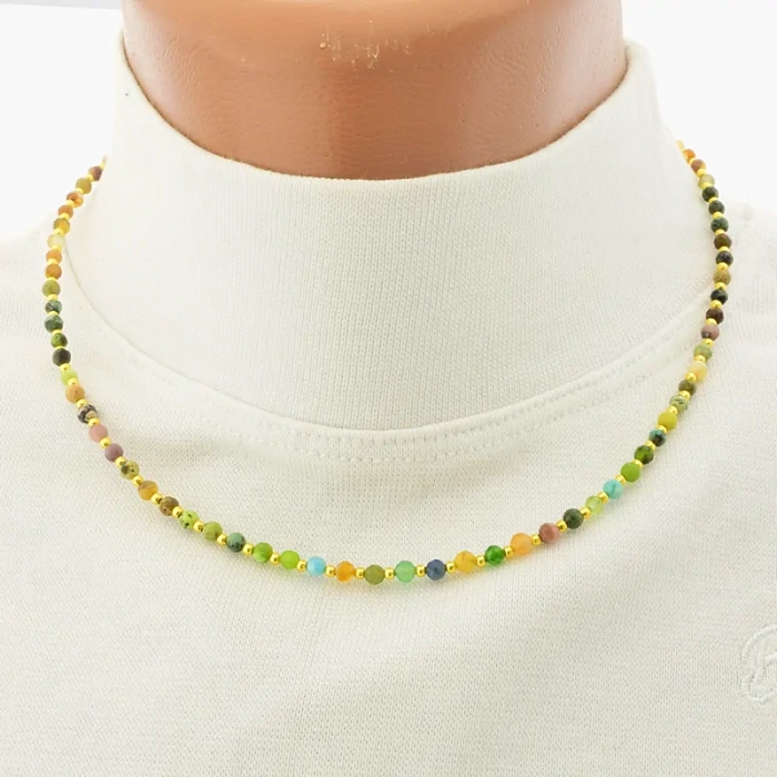 🏷️️ Підвіска з самоцвітів (43 см, позолота 18к, різнокольорові грановані камені) ss_104803